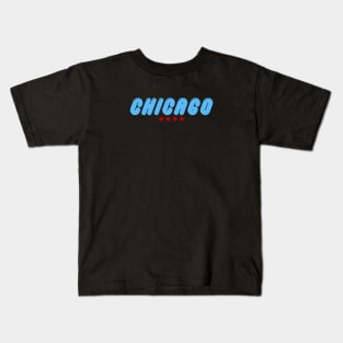 Chicago Bubble Letters Chicago Flag Colors and Stars Kids T-Shirt